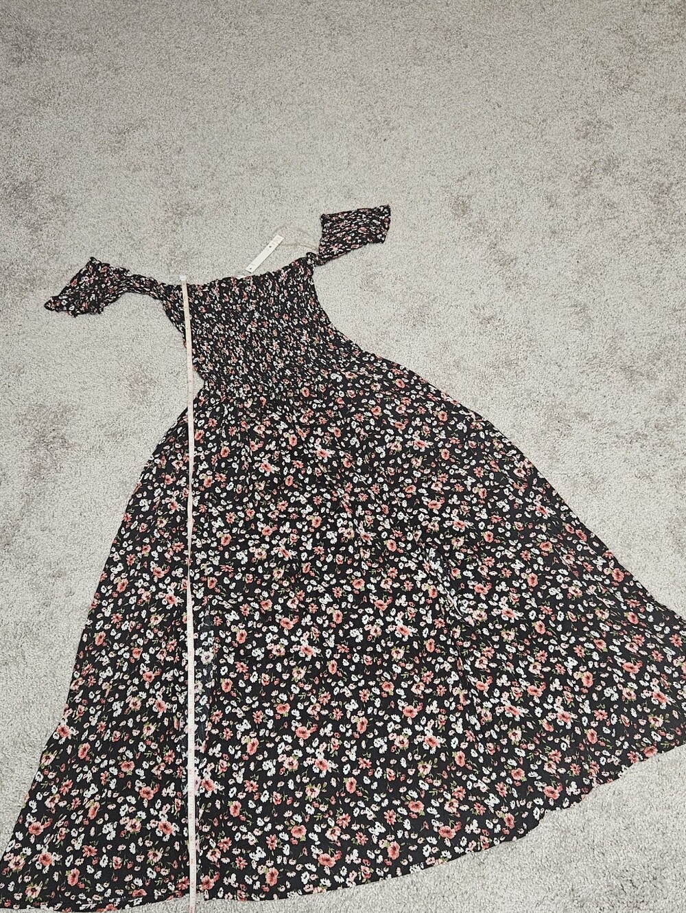 Blush Black Floral Off-Shoulder Midi Dress - Picture 4 of 7